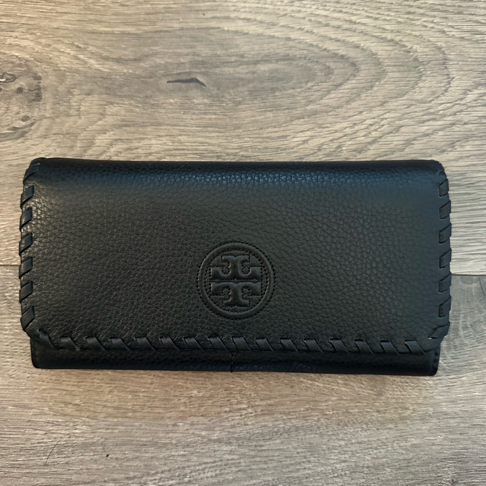 Tory Burch Marion Black Leather Clutch